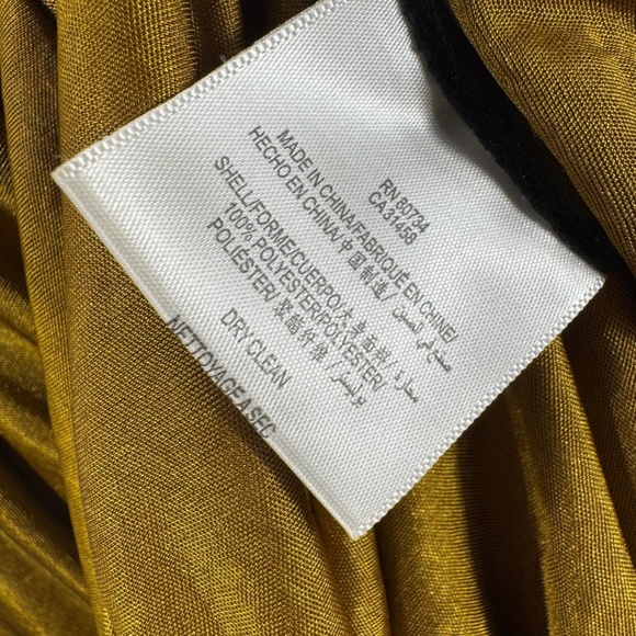 BCBGMAXAZRIA Drape Front Sleeveless Dress with Gold Hardware in Gold Ochre - M - Picture 7 of 9